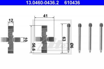 ATE 13.0460-0436.2 комплектующие, колодки дискового тормоза на OPEL OMEGA A (16_, 17_, 19_)