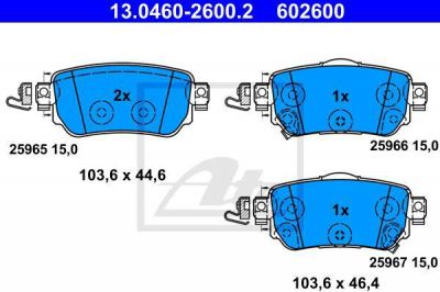 ATE 13.0460-2600.2 комплект тормозных колодок, дисковый тормоз на NISSAN QASHQAI (J11, J11_)