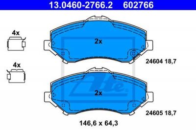 ATE 13.0460-2766.2 Колодки передние CHRYSLER Voyager IV/DODGE Journey all 07-> (68029263AA)