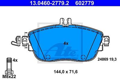 ATE 13.0460-2779.2 комплект тормозных колодок, дисковый тормоз на MERCEDES-BENZ CLA купе (C117)