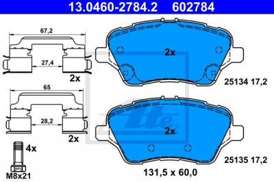 ATE 13.0460-2784.2 комплект тормозных колодок, дисковый тормоз на FORD TRANSIT COURIER Kombi