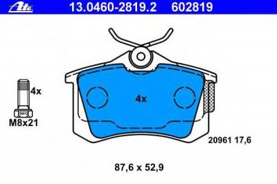 ATE 13.0460-2819.2 Колодки торм.зад. VW Sharan, Seat, Ford Galaxy