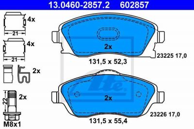 ATE 13.0460-2857.2 Колодки торм.пер. Opel Corsa C, Meriva