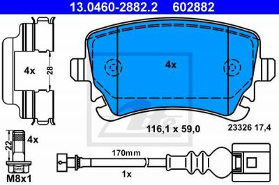 ATE 13.0460-2882.2 Колодки задние AUDI A6/S6/Allroad 04-11/A8 03-10/VW T5/Type Lucas (7H0698451)