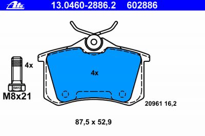 ATE 13.0460-2886.2 Колодки зад.AUDI A4.A6.ALLROAD 1997=>