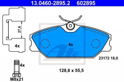 ATE 13.0460-2895.2 Колодки торм.пер. Renault Clio, Laguna, Megane, Scenic