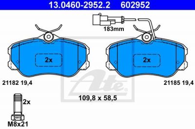 ATE 13.0460-2952.2 комплект тормозных колодок, дисковый тормоз на FIAT CROMA (154)