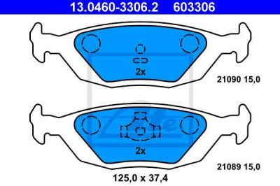 ATE 13.0460-3306.2 Колодки зад.SAAB 9000 2.0-3.0L WVA21089/21090