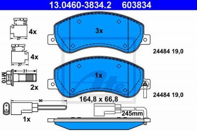 ATE 13.0460-3834.2 Колодки FORD TRANSIT 2006=>