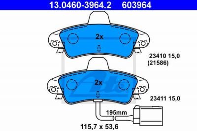 ATE 13.0460-3964.2 комплект тормозных колодок, дисковый тормоз на FORD MONDEO I (GBP)