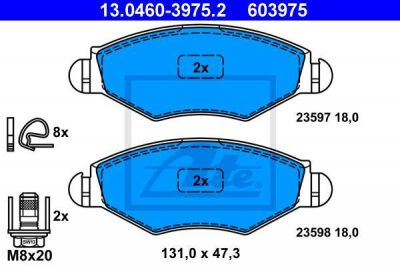 ATE 13.0460-3975.2 Колодки торм.пер. Peugeot 206, 306