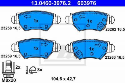 ATE 13.0460-3976.2 Колодки торм.зад. Opel Astra G, Zafira