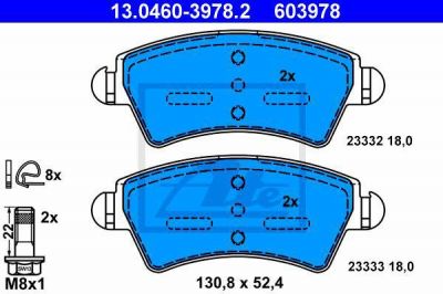 ATE 13.0460-3978.2 комплект тормозных колодок, дисковый тормоз на PEUGEOT 306 (7B, N3, N5)