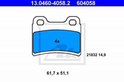 ATE 13.0460-4058.2 комплект тормозных колодок, дисковый тормоз на FORD ESCORT VII седан (GAL, AFL)