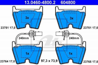 ATE 13.0460-4800.2 Колодки VW PHAETON 3.0-6.0L WVA23751