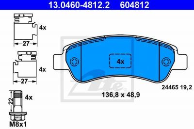 ATE 13.0460-4812.2 Колодки торм.зад. Citroen Jumper, Fiat Ducato, Peugeot Boxer