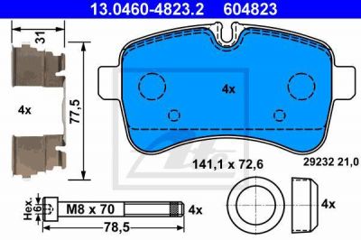 ATE 13.0460-4823.2 комплект тормозных колодок, дисковый тормоз на IVECO DAILY V c бортовой платформой/ходовая часть