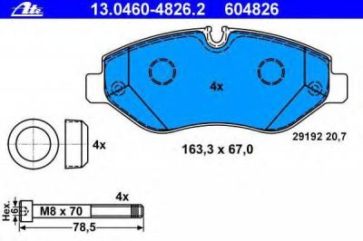 ATE 13.0460-4826.2 КОЛОДКИ ТОРМ. ДИСК. ПЕР. К-КТ MER Transporter/SPRINTER 06->/VIANO 03->/VITO 03->