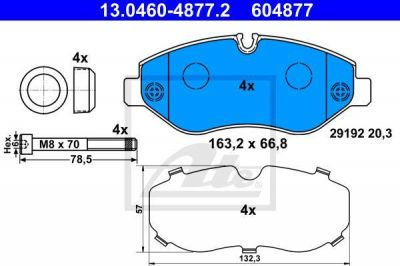 ATE 13.0460-4877.2 комплект тормозных колодок, дисковый тормоз на MERCEDES-BENZ VIANO (W639)