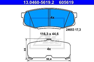ATE 13.0460-5619.2 Колодки зад. TOYOTA LAND CRUISER 200 07=>