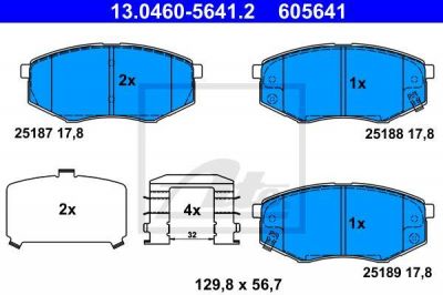 ATE 13.0460-5641.2 Колодки тормозные передние к-кт