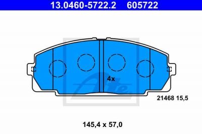 ATE 13.0460-5722.2 комплект тормозных колодок, дисковый тормоз на TOYOTA HIACE IV автобус (LH1_)