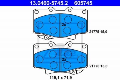 ATE 13.0460-5745.2 комплект тормозных колодок, дисковый тормоз на TOYOTA LAND CRUISER 80 (_J8_)