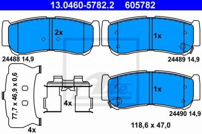 ATE 13.0460-5782.2 комплект тормозных колодок, дисковый тормоз на HYUNDAI SANTA FE II (CM)