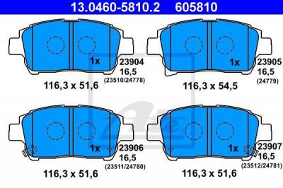 ATE 13.0460-5810.2 Колодки торм.пер. Toyota Celica, Corolla, Yaris