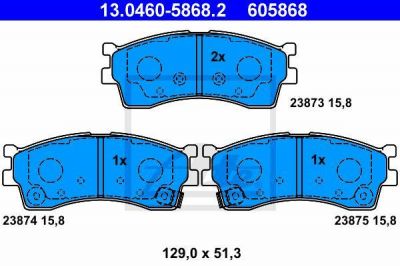 ATE 13.0460-5868.2 комплект тормозных колодок, дисковый тормоз на KIA SHUMA II (FB)