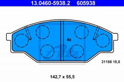 ATE 13.0460-5938.2 комплект тормозных колодок, дисковый тормоз на TOYOTA CAMRY (_V2_)