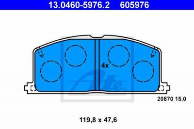 ATE 13.0460-5976.2 Колодки торм.пер. Toyota Corolla, Camry, Carina II