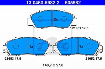 ATE 13.0460-5982.2 Колодки торм.пер. Honda Accord, Civic, CR-V