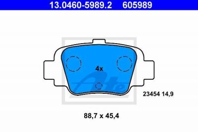 ATE 13.0460-5989.2 комплект тормозных колодок, дисковый тормоз на NISSAN MICRA II (K11)