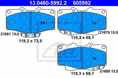 ATE 13.0460-5992.2 Колодки торм.пер. Toyota 4-Runner, Land Cruiser, GW