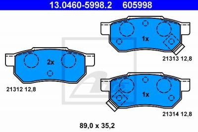 ATE 13.0460-5998.2 Колодки торм.зад. Honda Accord, Rover