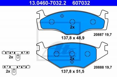 ATE 13.0460-7032.2 Колодки торм.пер. VW Golf, Passat, Vento, Seat