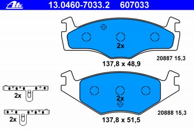 ATE 13.0460-7033.2 Колодки торм.пер. Seat Cordoba, Ibiza, VW Golf