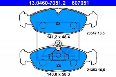 ATE 13.0460-7051.2 Колодки торм.пер. Opel Vectra A, Astra F, Daewoo