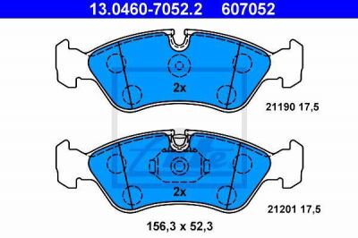 ATE 13.0460-7052.2 Колодки торм.пер. Opel Omega A, Vectra A/B, Astra