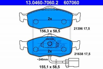 ATE 13.0460-7060.2 комплект тормозных колодок, дисковый тормоз на FORD SCORPIO I (GAE, GGE)