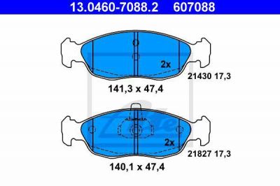 ATE 13.0460-7088.2 комплект тормозных колодок, дисковый тормоз на PEUGEOT 306 (7B, N3, N5)