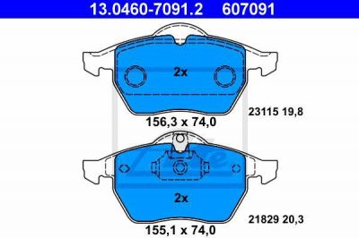 ATE 13.0460-7091.2 Колодки торм.пер. Opel Vectra B, Saab 900, 9-5