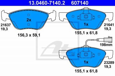 ATE 13.0460-7140.2 комплект тормозных колодок, дисковый тормоз на FIAT MAREA (185)