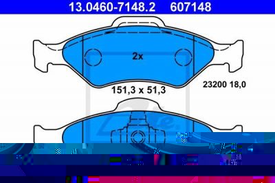 ATE 13.0460-7148.2 комплект тормозных колодок, дисковый тормоз на FORD FIESTA IV (JA_, JB_)