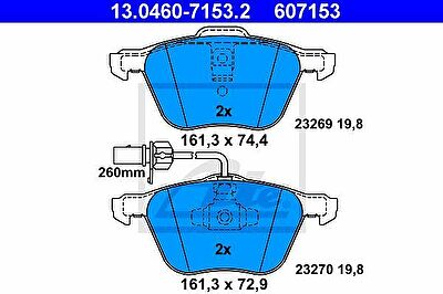 ATE 13.0460-7153.2 Колодки торм.пер. VW Transporter IV, Sharan, Seat, Ford