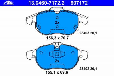 ATE 13.0460-7172.2 Колодки торм.пер. Opel Vectra C, Saab 9-3, Fiat