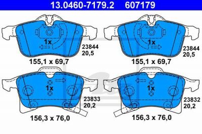 ATE 13.0460-7179.2 Колодки торм.пер. Opel Astra H, Zafira, Meriva 01>