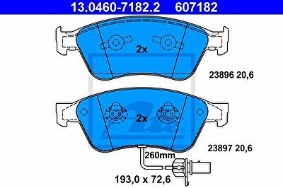 ATE 13.0460-7182.2 Колодки торм.пер. Audi A8, VW Phaeton (10.02-)