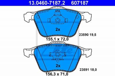 ATE 13.0460-7187.2 * Колодки торм.пер. Volvo S60, S80, V70, XC90 02>